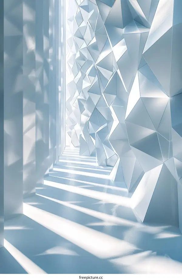 White Futuristic Corridor: Abstract Geometric Design