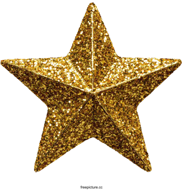 [Transparent Background PNG]Golden Glitter Star Decoration