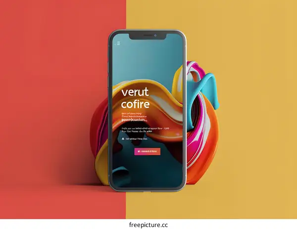 Phone with Colorful Abstract Background and App