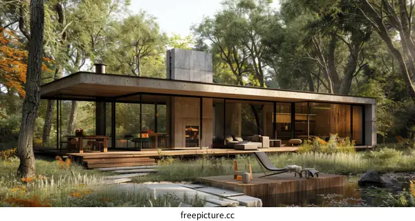 Modern House Surrounded by Forest