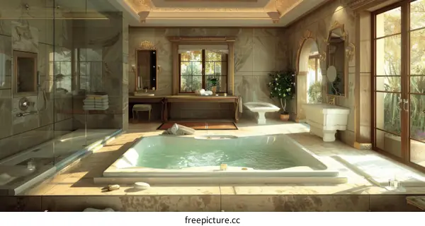Luxury Interior Design Bathroom with Jacuzzi