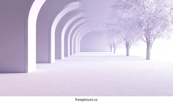 Elegant Archway Pathway with Trees in Pastel