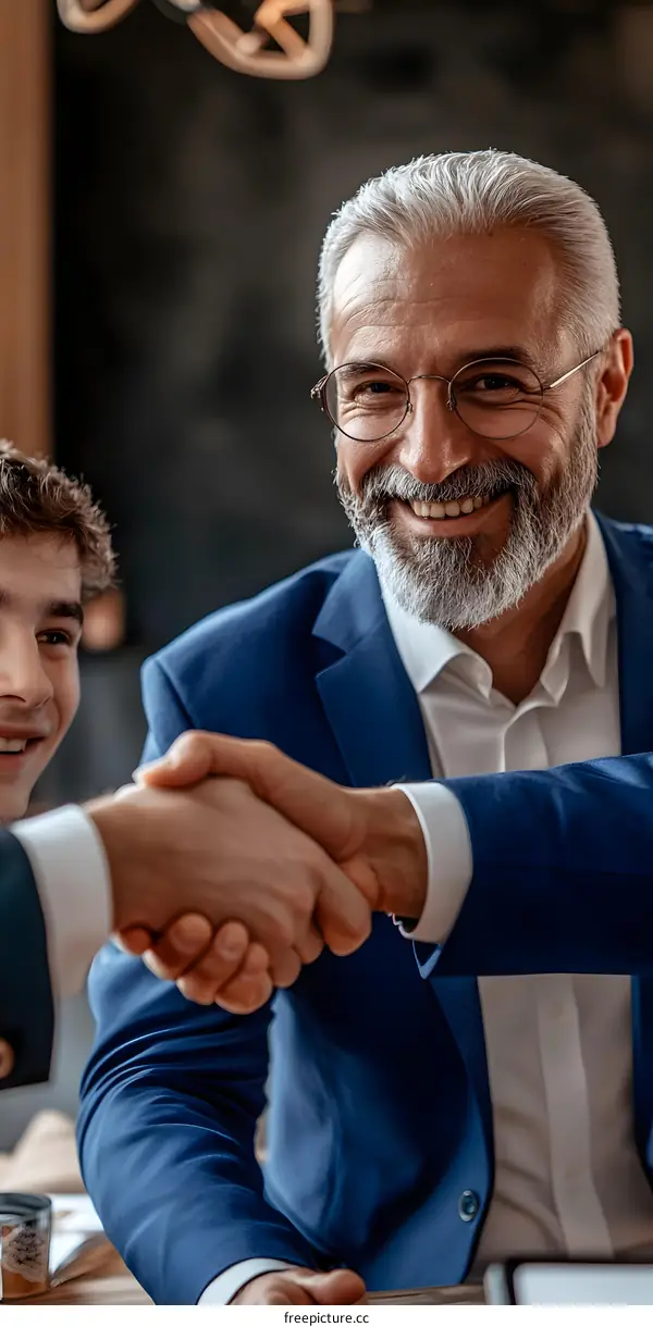 Two Businessmen Shaking Hands in Agreement