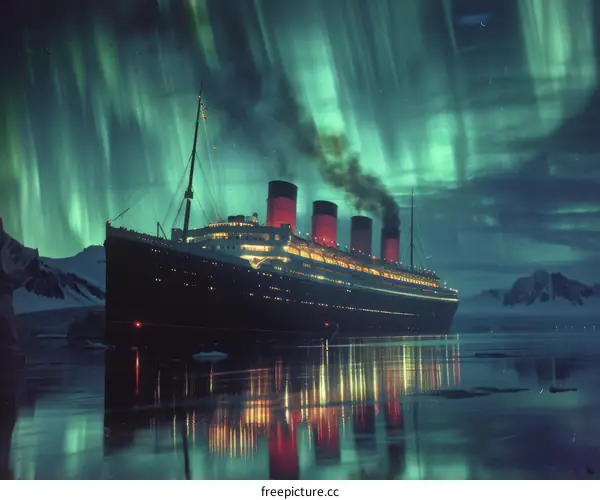 Aurora Borealis over the Ocean Liner