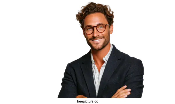 [Transparent Background PNG]Smiling Business Man Portrait