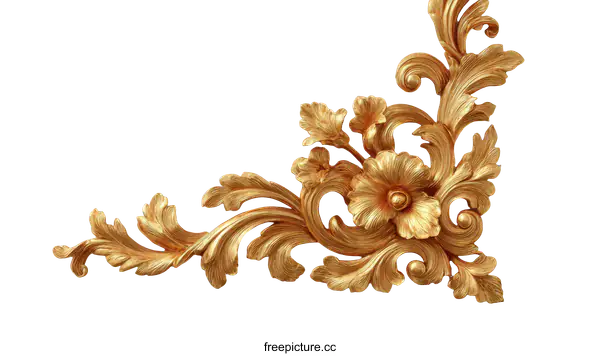 [Transparent Background PNG]Ornate Gold Corner Decor