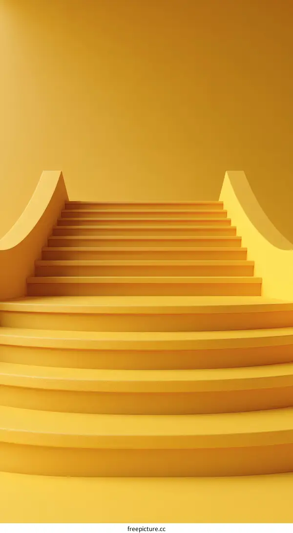 Stylish Yellow Curved Steps Interior Design
