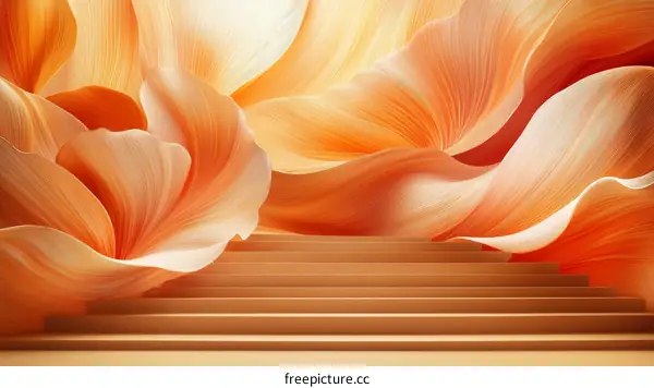 Abstract Orange Floral Stairs