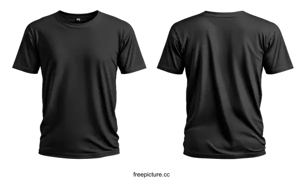 [Transparent Background PNG]Blank Black T-Shirt Mockup Front and Back View