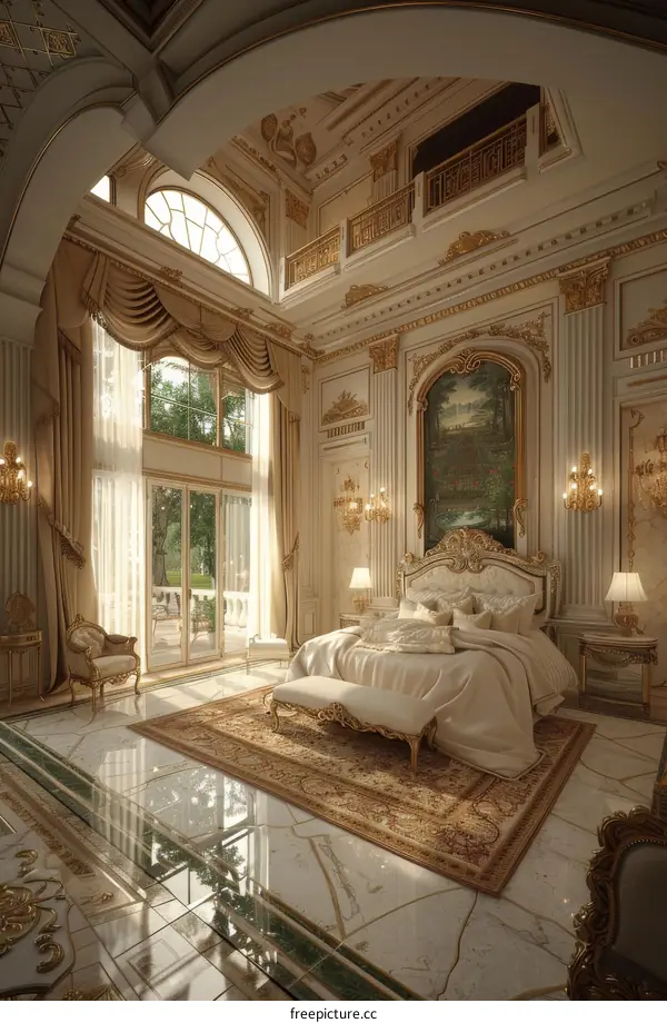 Luxury Elegant Bedroom Design Interior Illustration