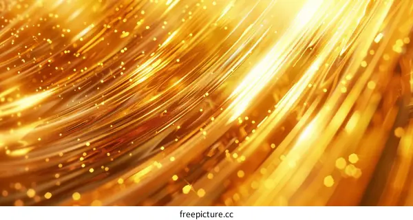 Golden Flowing Light and Particles Background