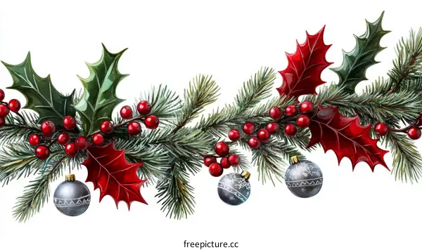 Christmas Garland Watercolor Illustration
