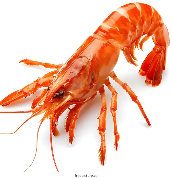 Fresh Cooked Shrimp on White Background