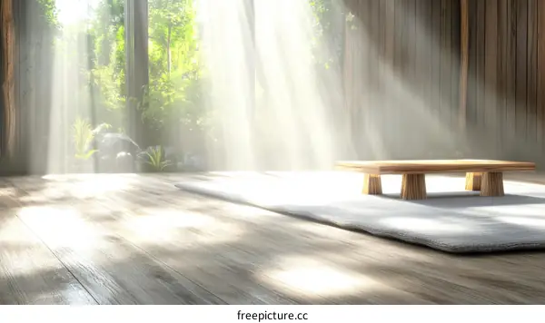 Wooden Tray in a Peaceful Forest Interior