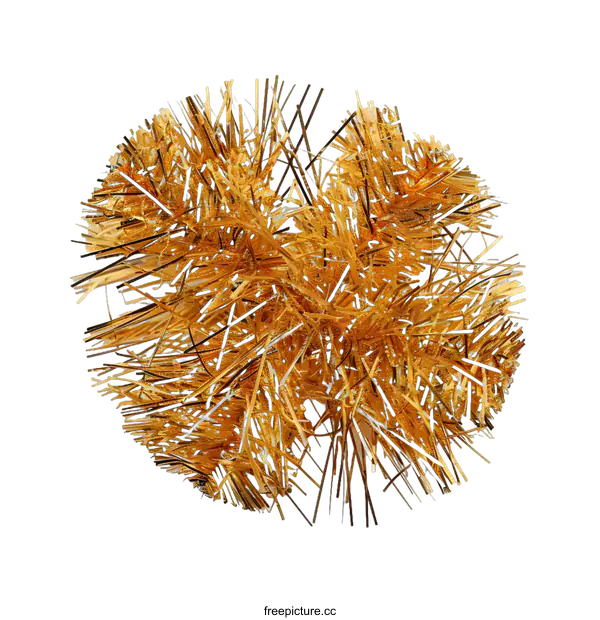 [Transparent Background PNG]Gold Tinsel Garland Decoration Isolated on White Background