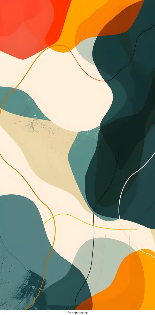 Abstract Modern Art Design With  Fluid Shapes and Lines