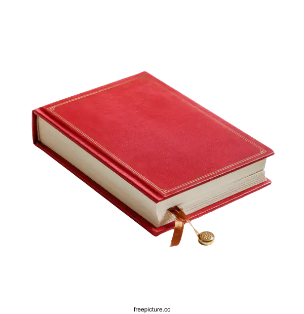 [Transparent Background PNG]Red Book with Bookmark on White Background