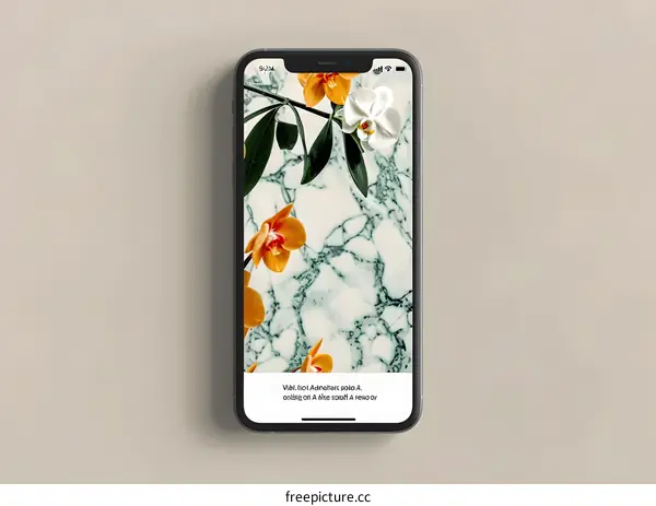 Orchid Flowers on Marble Background on a Smartphone
