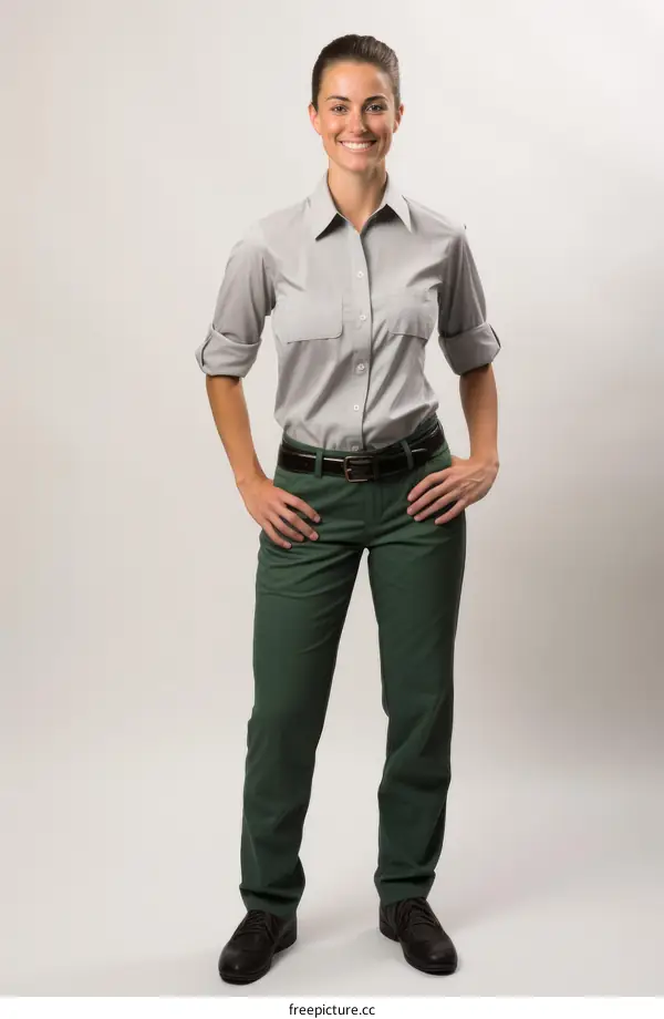 Portrait of a young female park ranger smiling