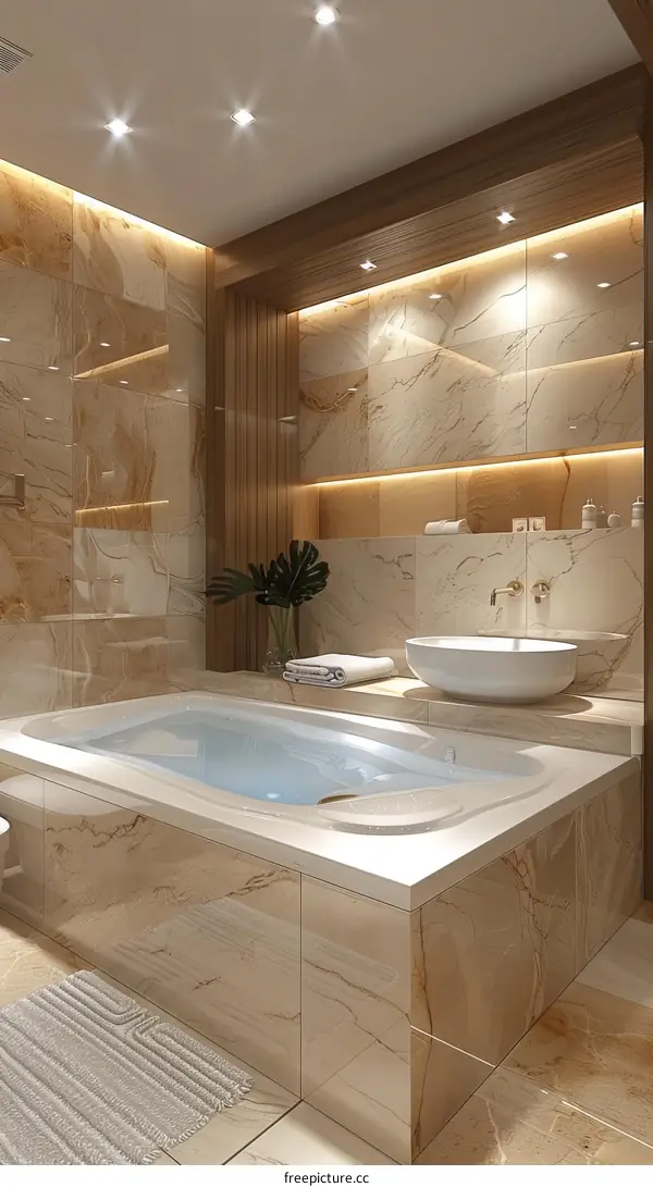 Modern Luxury Bathroom Design with Bathtub