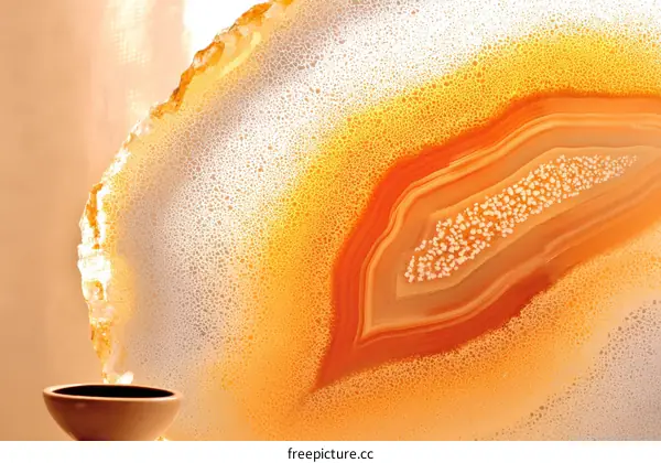 Closeup View of Orange and White Agate Slice