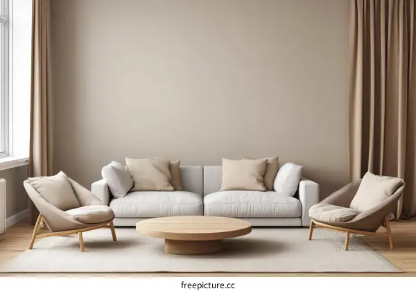 Modern Beige Living Room Interior Design