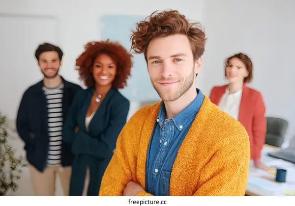 Diverse Team Collaboration in Modern Office