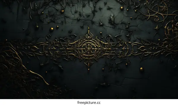 Golden Ornament On Dark Stone Background