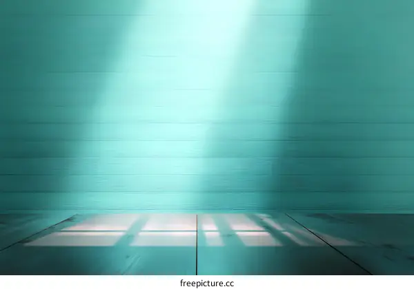 Empty Turquoise Wooden Wall Room Scene