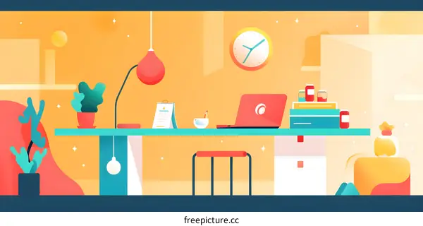 Modern Minimalist Office Desk Illustration