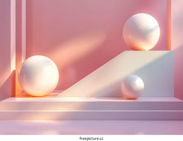 Abstract Pink and White Geometric Spheres