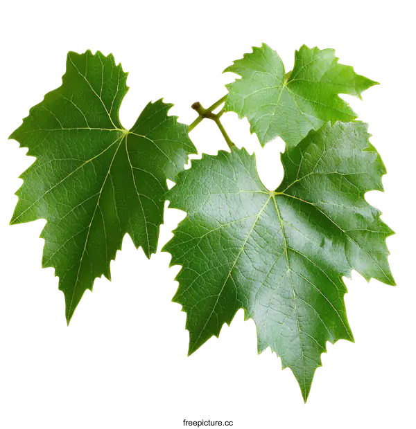 [Transparent Background PNG]Closeup of Fresh Grape Leaves