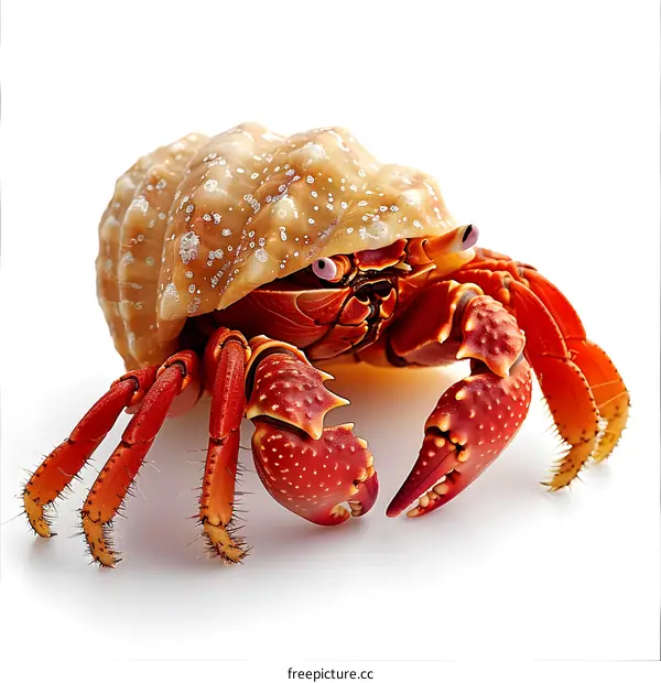 Red Hermit Crab on White Background