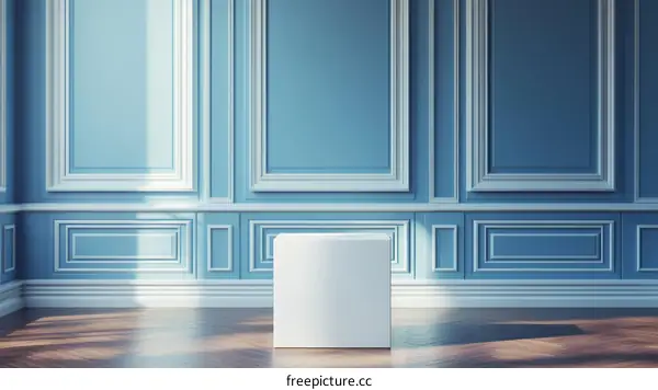 Elegant Light Blue Room with Display Stand