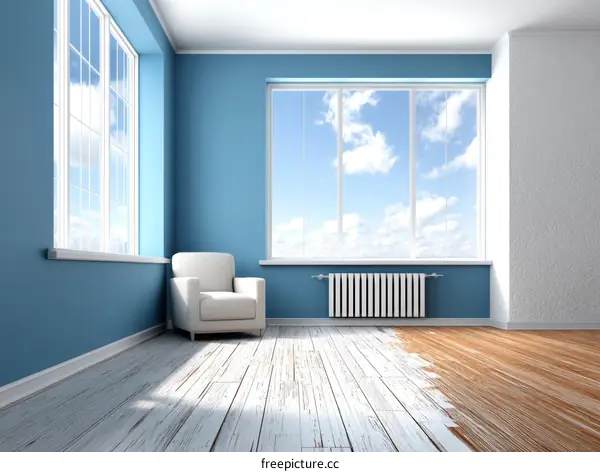 Modern Room Interior with Painted Floor