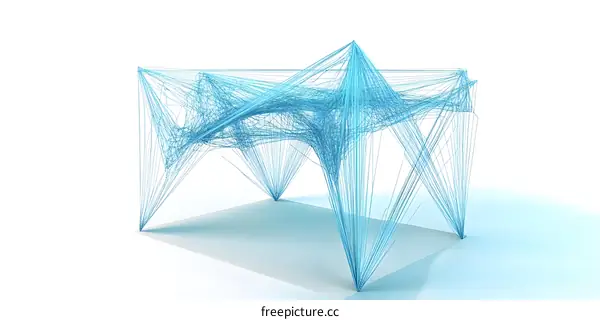 Abstract Geometric Blue Lines  3D Rendered Design