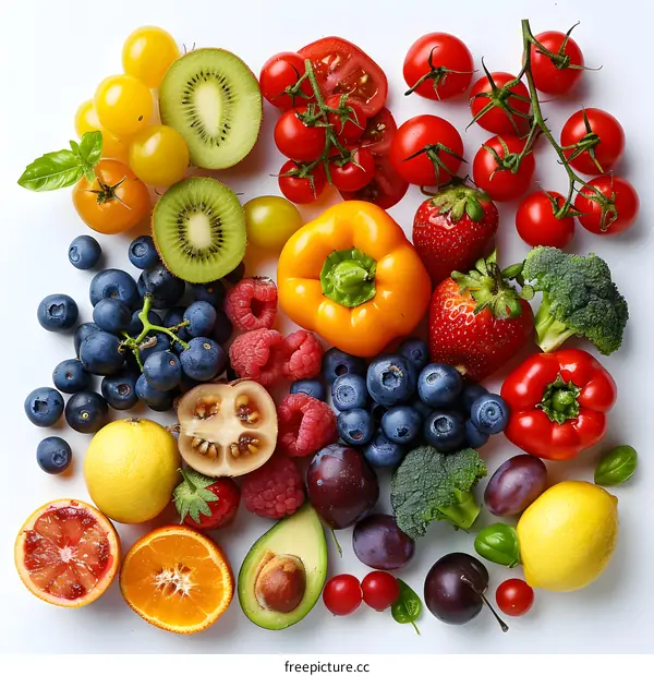 Fresh colorful fruits and vegetables