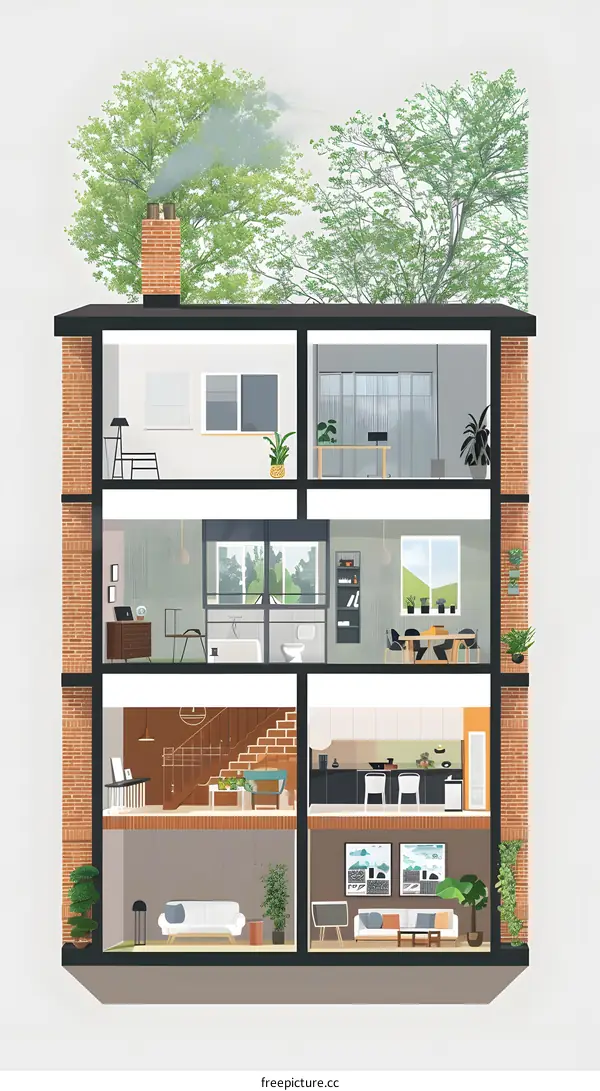 Modern House Interior Design Cross Section