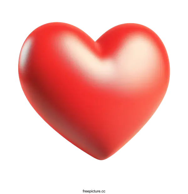 [Transparent Background PNG]3D Red Heart Shape Illustration