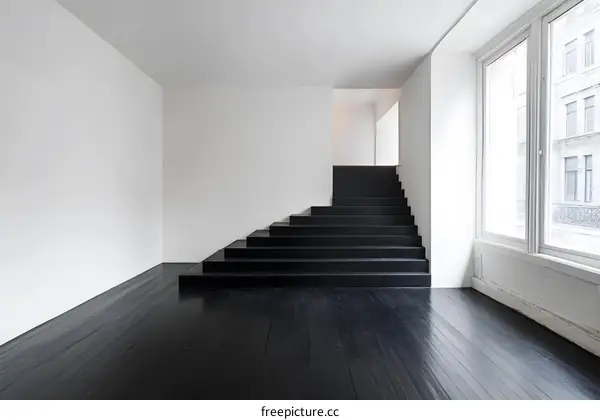 Modern Black Stairs in a Minimalist Interior