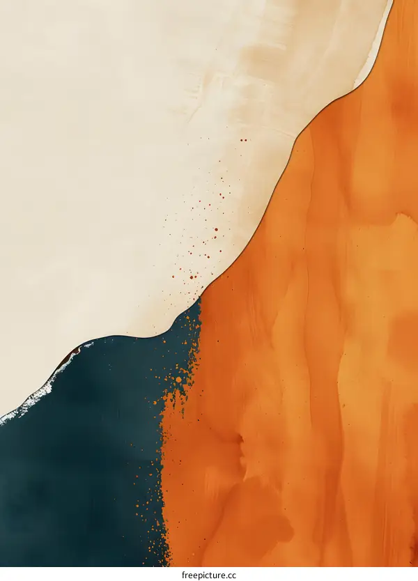 Abstract Art with Orange, Blue, and White Colors