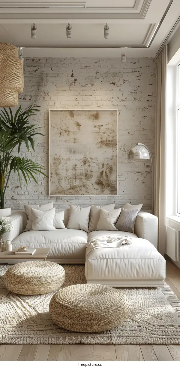 Modern Beige Living Room Interior Design