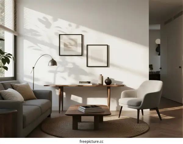Modern Living Room with Natural Light and Minimalist Furniture