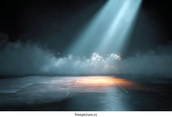 Empty Stage with Spotlight and Fog