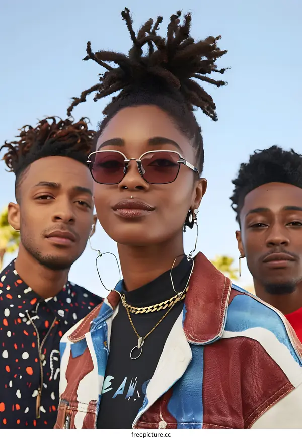 Three Friends Smiling And Posing For A Photo