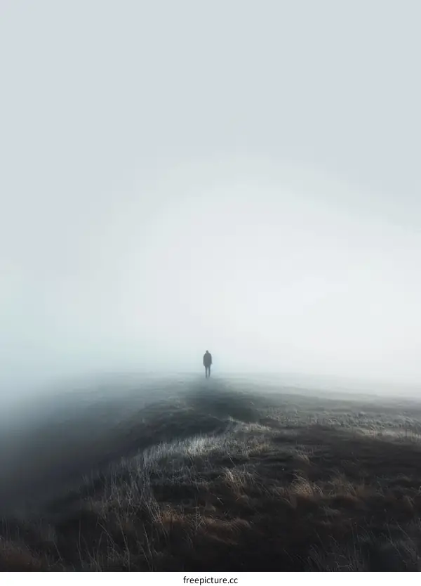 A solitary figure stands in a field of wheat