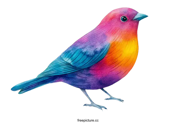[Transparent Background PNG]Colorful Watercolor Illustration of a Bird