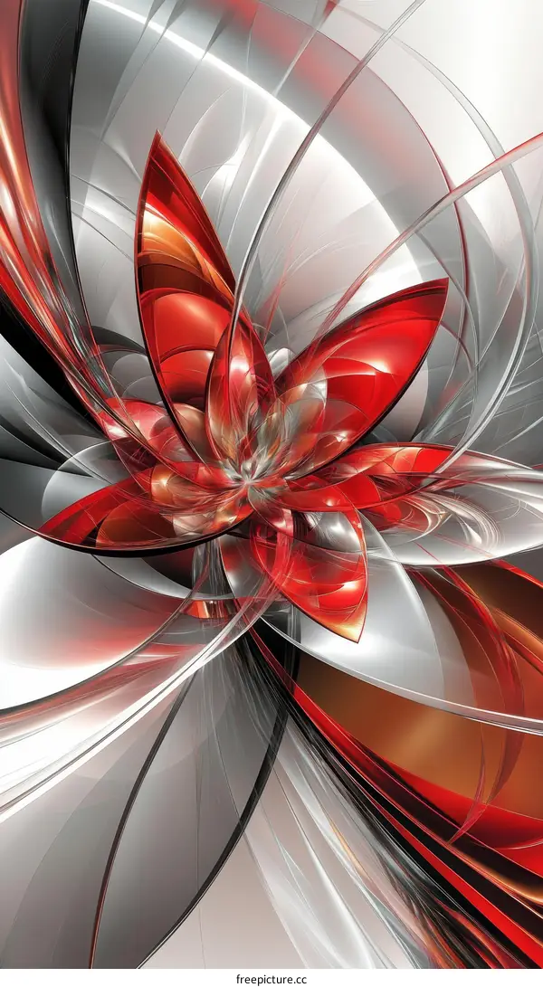 Abstract Red and Grey Flower Design