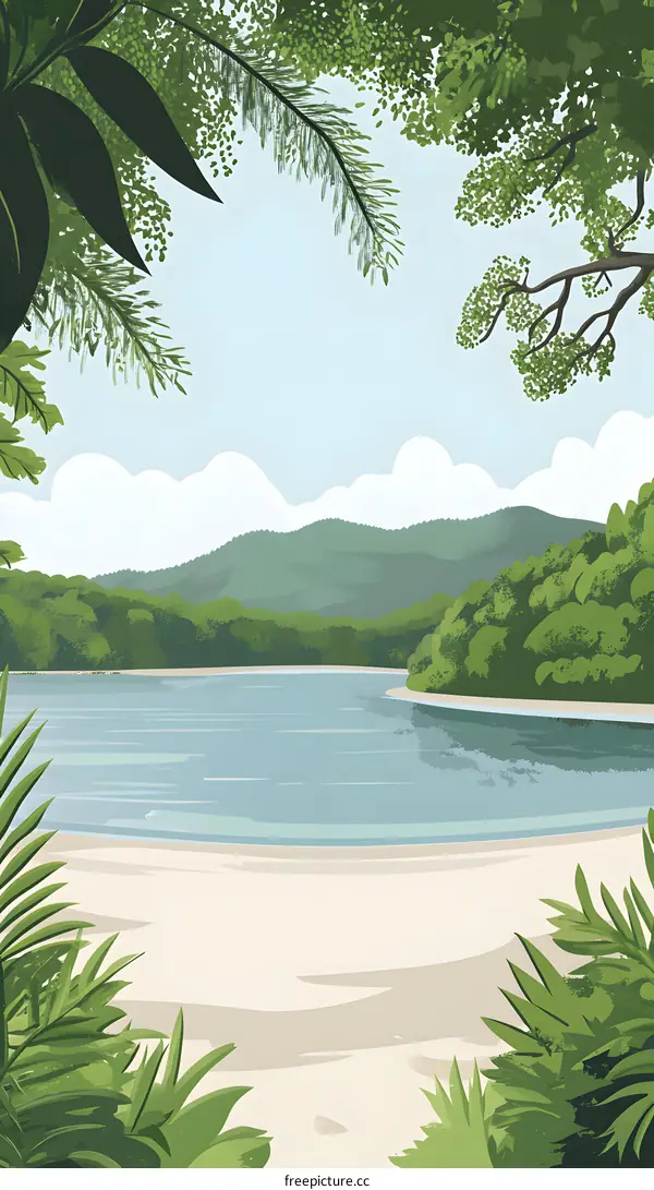 Beautiful Tropical Landscape with Mountain and Beach