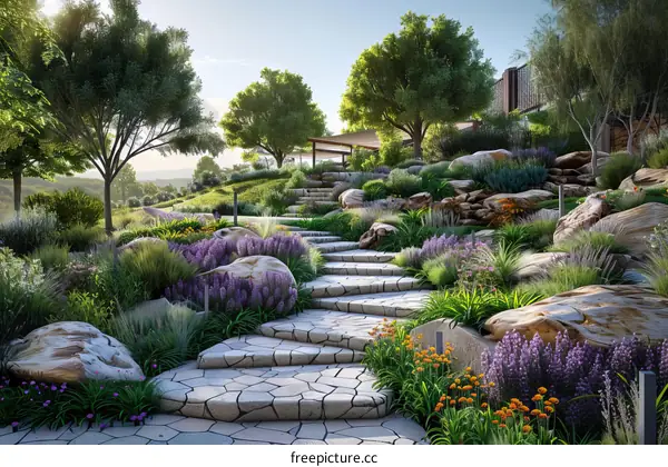 Picturesque Hillside Villa Gardens